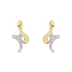 9ct Yellow and White Gold Natural Diamond Twist Drop Earrings