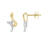 9ct Yellow and White Gold Natural Diamond Twist Drop Earrings