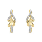 9ct Yellow Gold Natural Diamond Leaf Drop Earrings