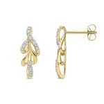 9ct Yellow Gold Natural Diamond Leaf Drop Earrings