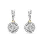 9ct Yellow Gold Natural Diamond Cluster Halo Drop Earrings