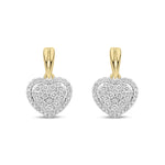 9ct Yellow Gold Natural Diamond Heart Halo Drop Earrings