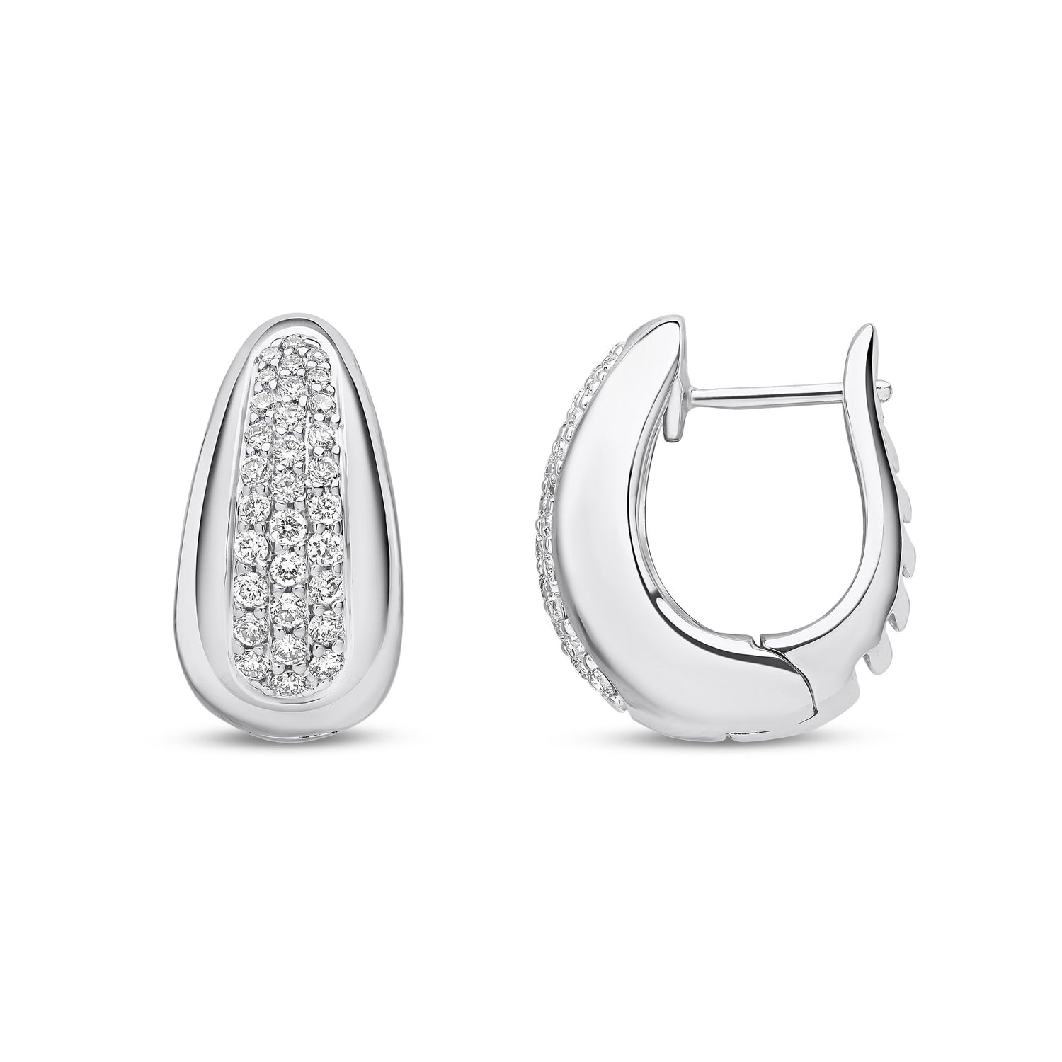9ct White Gold Natural Diamond Huggie Earrings