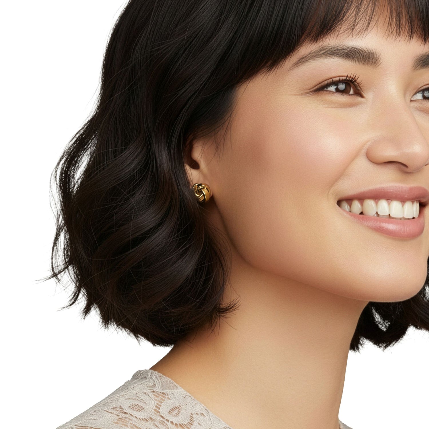 9ct Yellow Gold Polished 4-Strand Rectangular Tube Knot Stud Earrings — 9.5mm