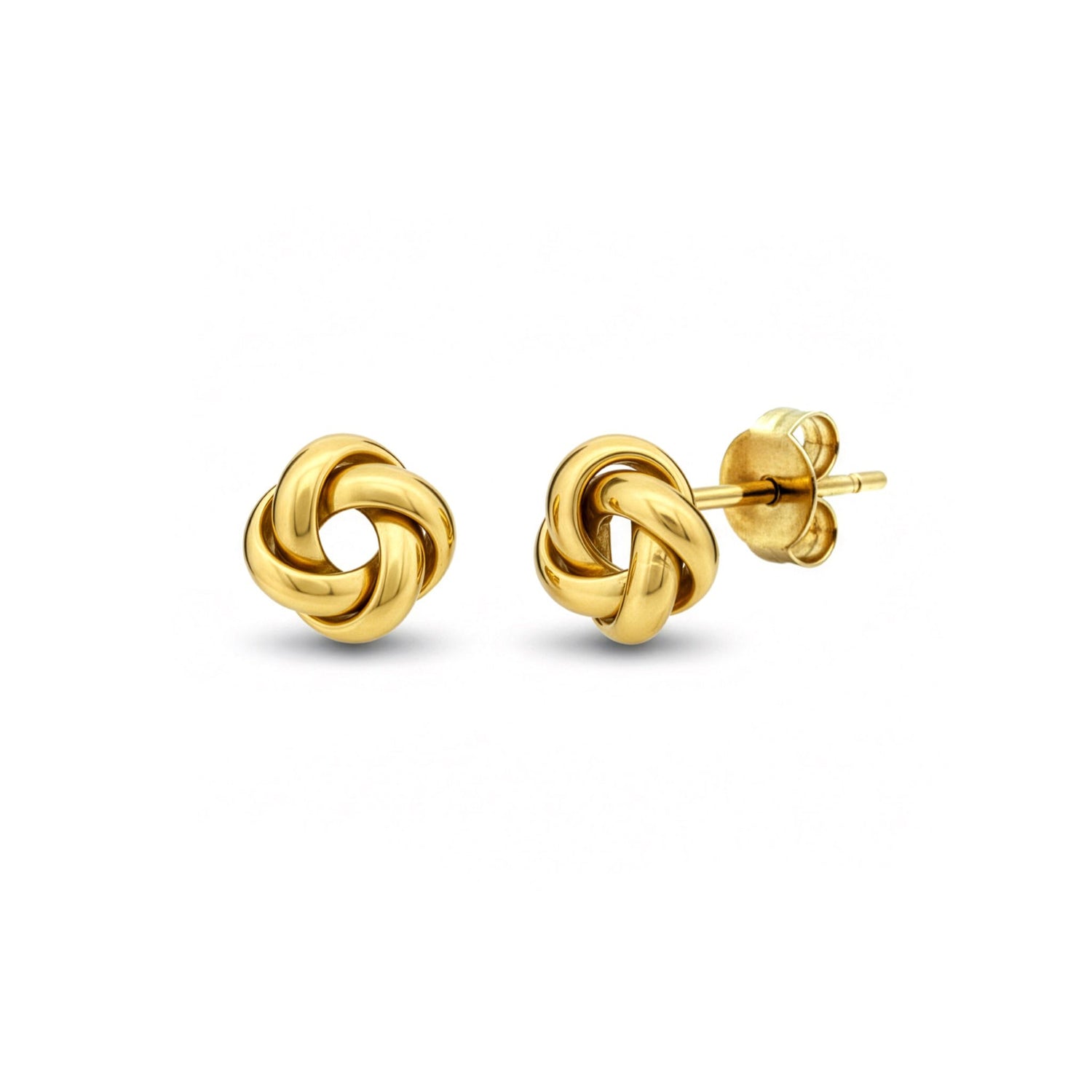 9ct Yellow Gold Polished 4 Strand Knot Stud Earrings — 8mm