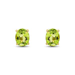 9ct Yellow Gold Oval Natural Peridot Claw Stud Earrings — 9x7mm