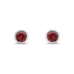 9ct White Gold Round Natural Garnet Rubover Stud Earrings — 6mm
