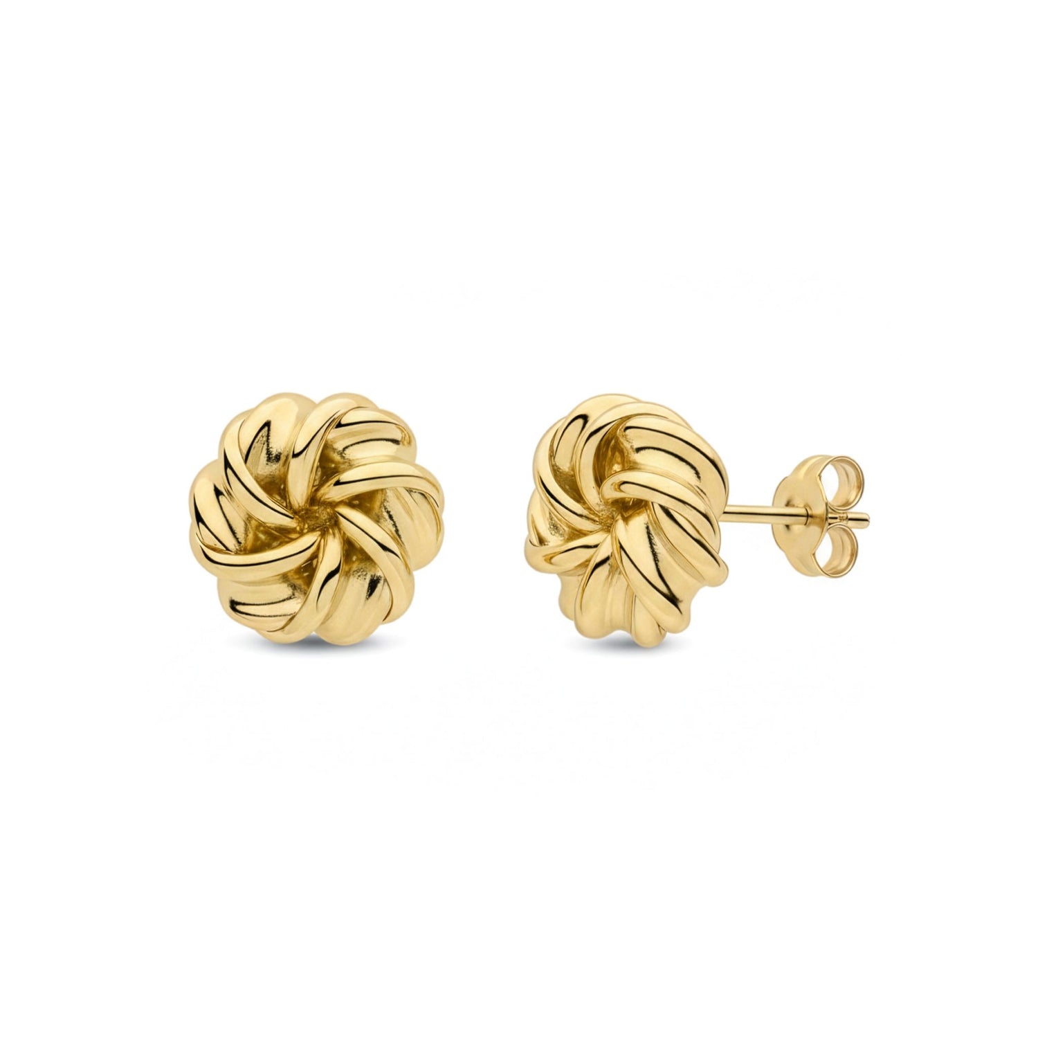 9ct Yellow Gold Polished Swirl Knot Stud Earrings — 11mm