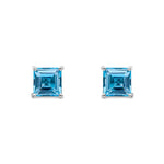 9ct White Gold Square Natural Swiss Blue Topaz Claw Stud Earrings — 5mm