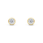 9ct Yellow Gold Round Cubic Zirconia CZ Rubover Stud Earrings — 4mm