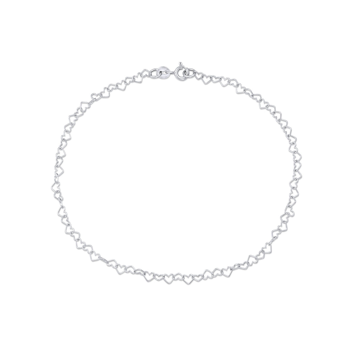 9ct White Gold Open Heart Link Anklet — 3.5mm