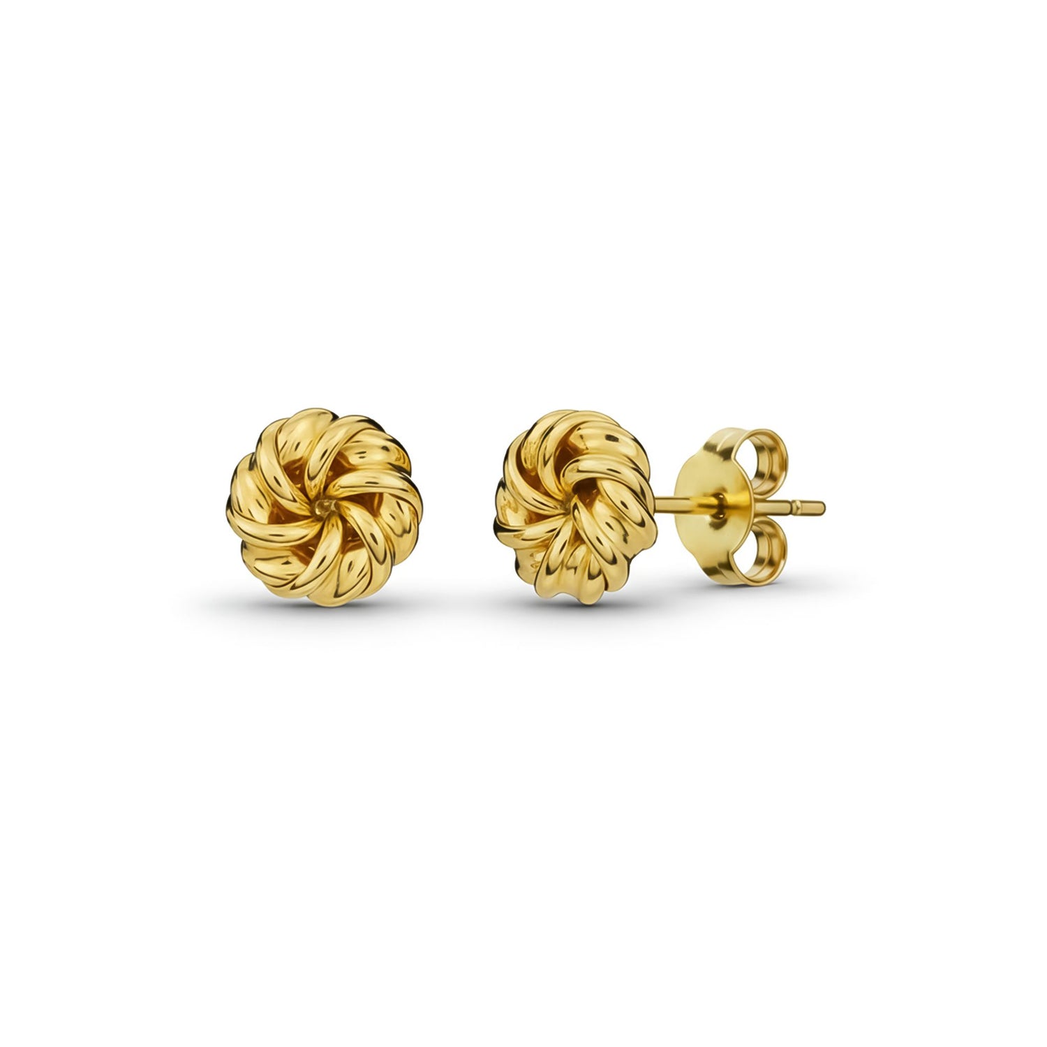 9ct Yellow Gold Polished Swirl Knot Stud Earrings — 7.5mm