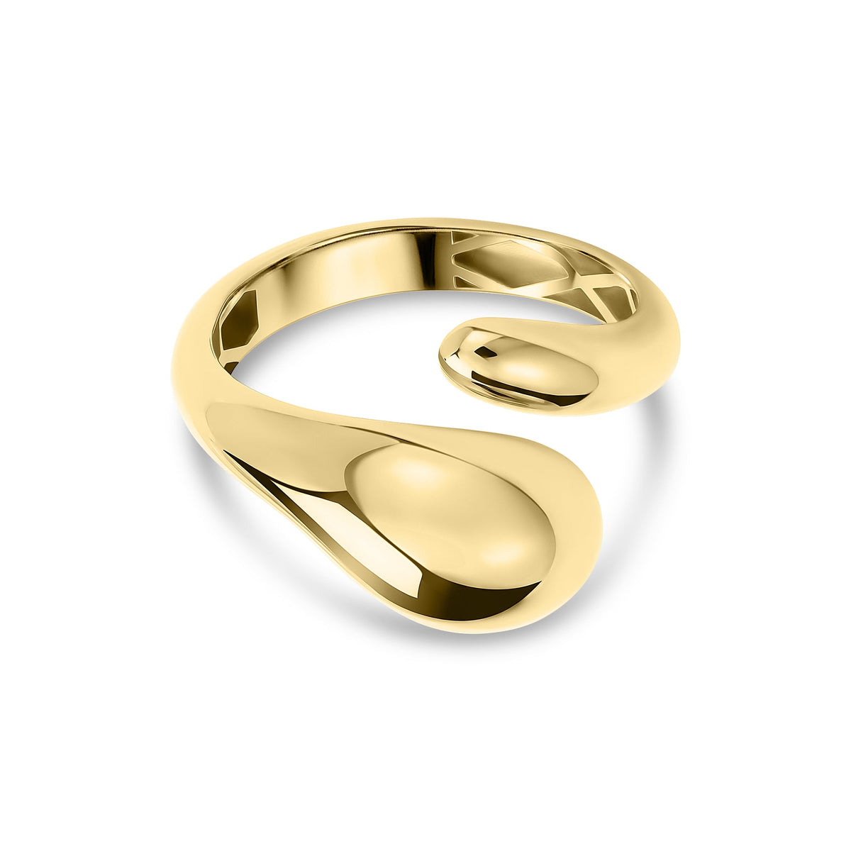 9ct Yellow Gold Teardrop Cross-Over Ring