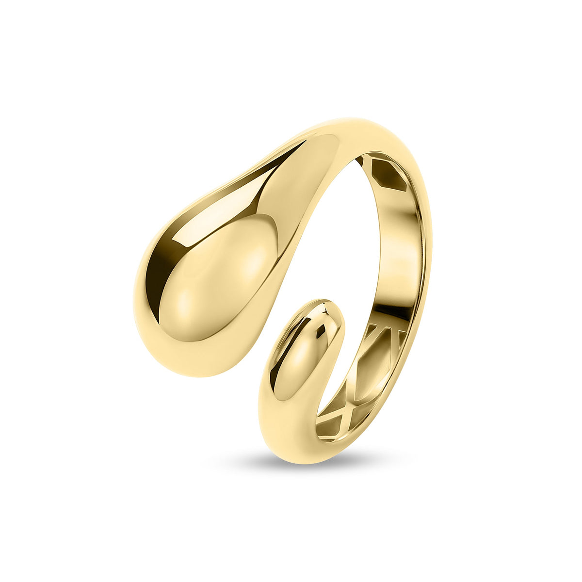 9ct Yellow Gold Teardrop Cross-Over Ring