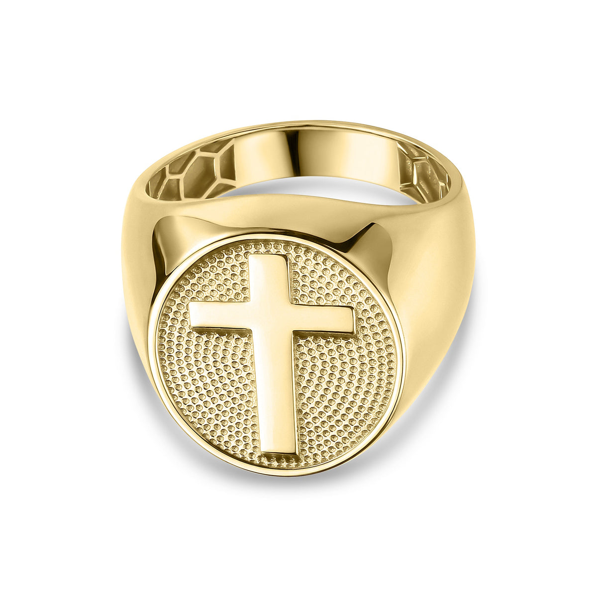 9ct Yellow Gold Signet Ring with Cross
