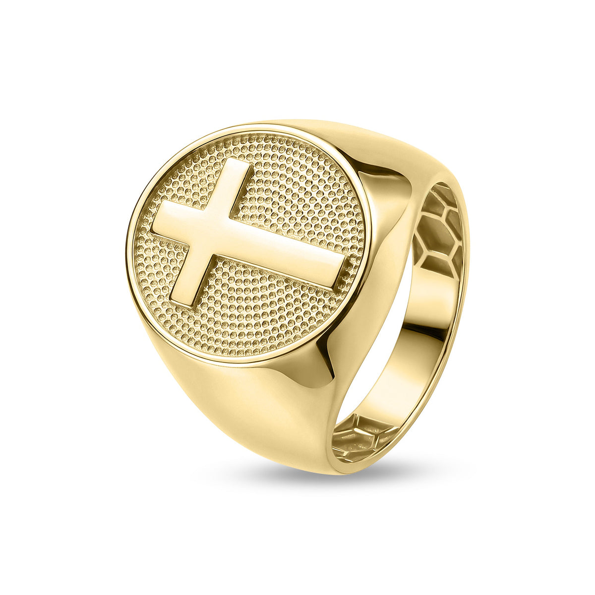 9ct Yellow Gold Signet Ring with Cross