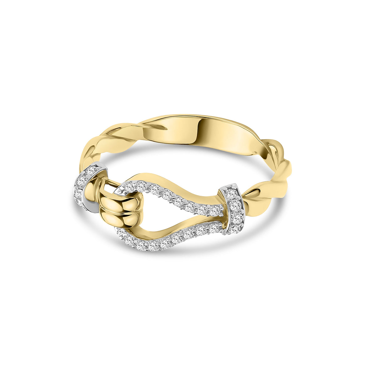 9ct Yellow Gold Cubic Zirconia CZ Hook & Twist Ring