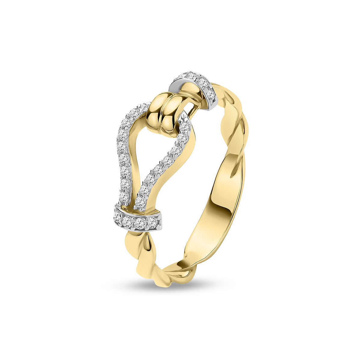 9ct Yellow Gold Cubic Zirconia CZ Hook & Twist Ring