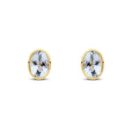 9ct Yellow Gold Oval Natural Aquamarine Rubover Stud Earrings — 7x5mm