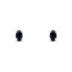 9ct White Gold Oval Natural Sapphire Claw Stud Earrings — 5x3mm