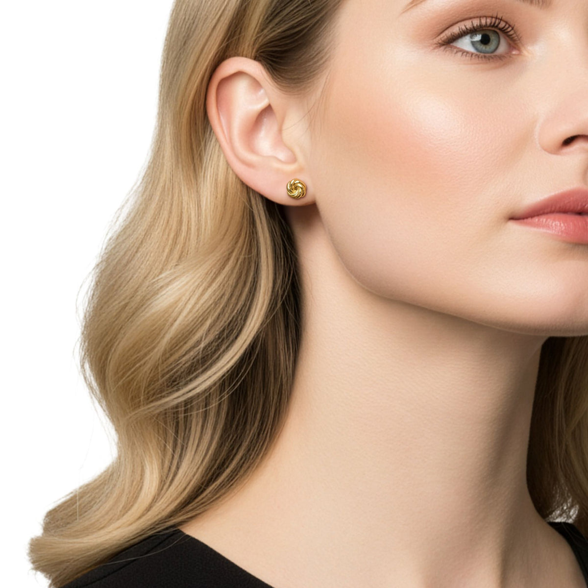 9ct Gold Polished Multi-Loop Twist Knot Stud Earrings