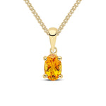 9ct Yellow Gold Oval Natural Citrine Claw Pendant — 6x4mm