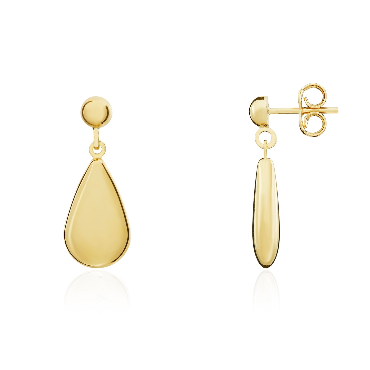 9ct Gold Polished Pear Shaped Drop Earrings