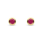 9ct Yellow Gold Rubover Set Natural Ruby Stud Earrings