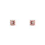 9ct Rose Gold Round Natural Morganite Claw Stud Earrings — 3mm