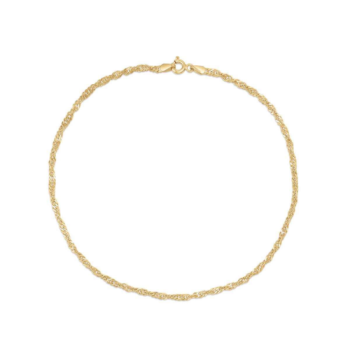 9ct Yellow Gold Singapore Chain Anklet — 2.3mm