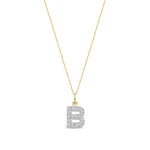 9ct Yellow Gold Small Cubic Zirconia Initial Pendant - Initial B