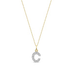9ct Yellow Gold Small Cubic Zirconia Initial Pendant - Initial C