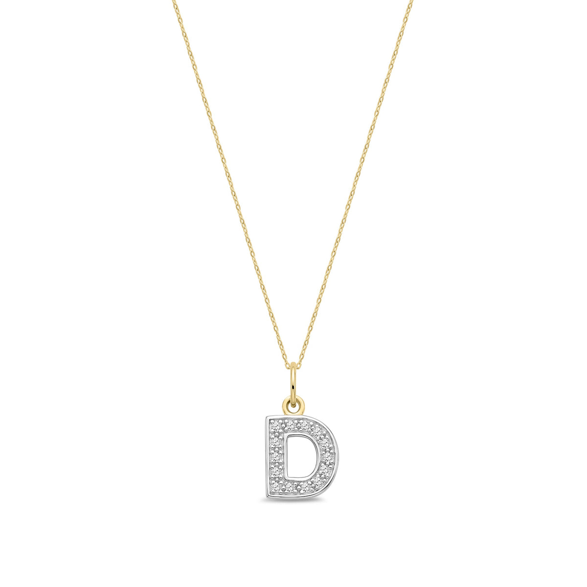 9ct Yellow Gold Small Cubic Zirconia Initial Pendant - Initial D