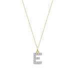 9ct Yellow Gold Small Cubic Zirconia Initial Pendant - Initial E
