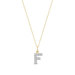 9ct Yellow Gold Small Cubic Zirconia Initial Pendant - Initial F