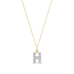 9ct Yellow Gold Small Cubic Zirconia Initial Pendant - Initial H