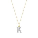 9ct Yellow Gold Small Cubic Zirconia Initial Pendant - Initial K