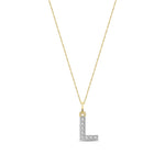 9ct Yellow Gold Small Cubic Zirconia Initial Pendant - Initial L