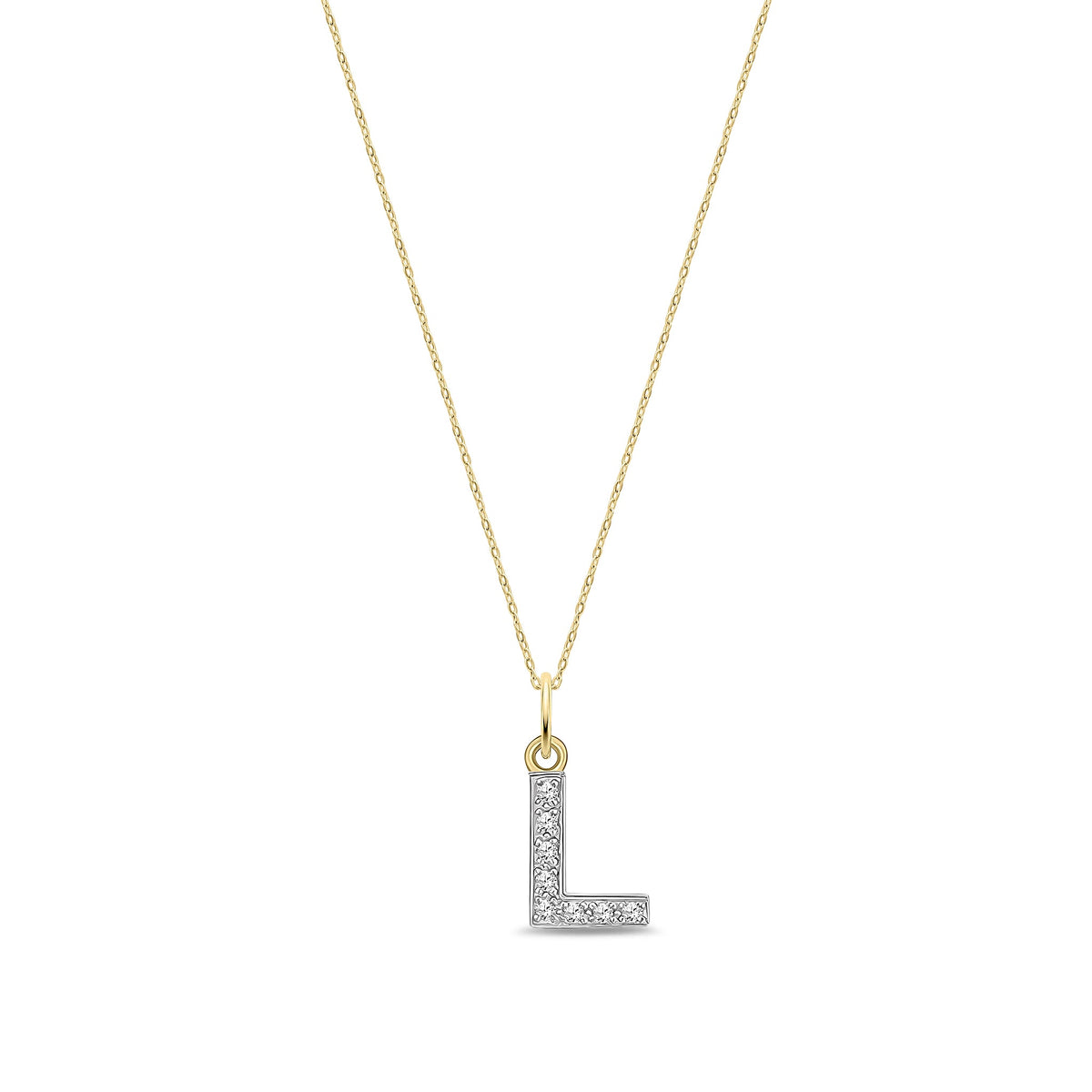 9ct Yellow Gold Small Cubic Zirconia Initial Pendant - Initial L