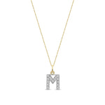 9ct Yellow Gold Small Cubic Zirconia Initial Pendant - Initial M