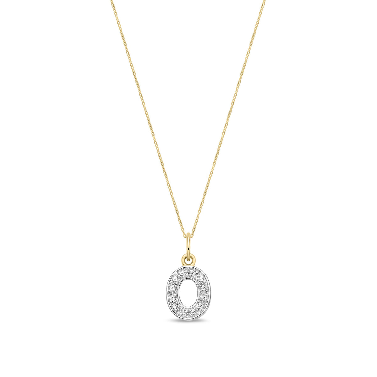 9ct Yellow Gold Small Cubic Zirconia Initial Pendant - Initial O