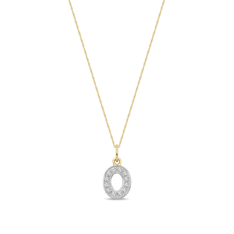 9ct Yellow Gold Small Cubic Zirconia Initial Pendant - Initial O