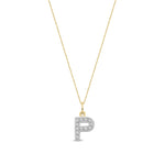 9ct Yellow Gold Small Cubic Zirconia Initial Pendant - Initial P