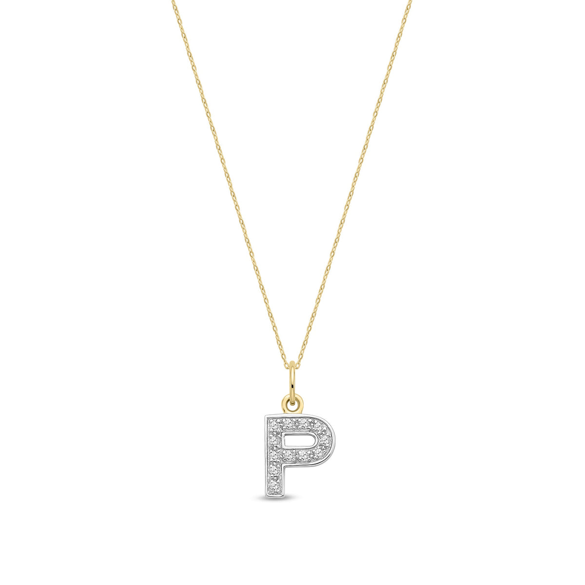 9ct Yellow Gold Small Cubic Zirconia Initial Pendant - Initial P