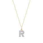 9ct Yellow Gold Small Cubic Zirconia Initial Pendant - Initial R