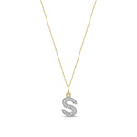 9ct Yellow Gold Small Cubic Zirconia Initial Pendant - Initial S