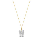 9ct Yellow Gold Small Cubic Zirconia Initial Pendant - Initial W