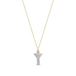 9ct Yellow Gold Small Cubic Zirconia Initial Pendant - Initial Y