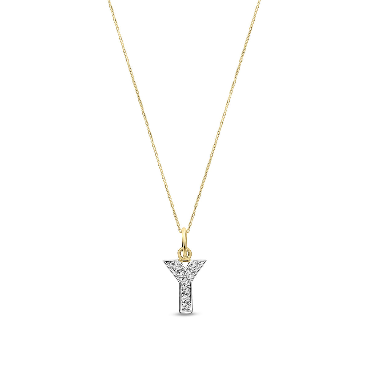 9ct Yellow Gold Small Cubic Zirconia Initial Pendant - Initial Y