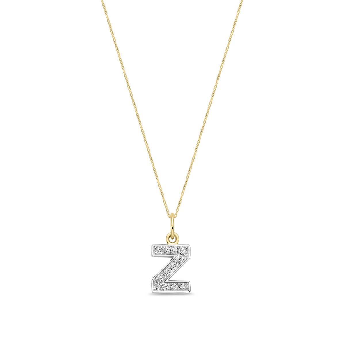 9ct Yellow Gold Small Cubic Zirconia Initial Pendant - Initial Z